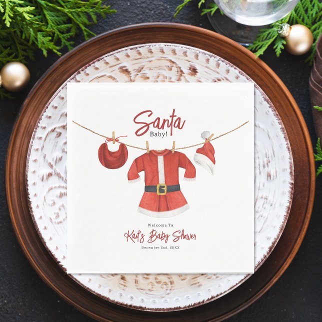 Santa Baby Shower Christmas Holiday Winter Dress Napkins (Creator Uploaded)