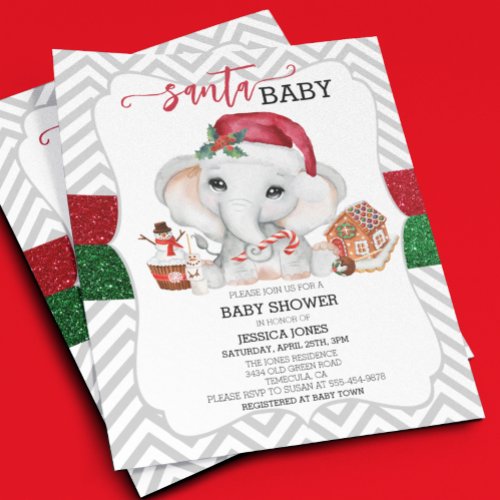 Santa Baby Shower Cute Holiday Elephant Budget