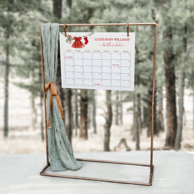 Santa Baby Shower Due Date Calendar Game Sign (Creator Uploaded)