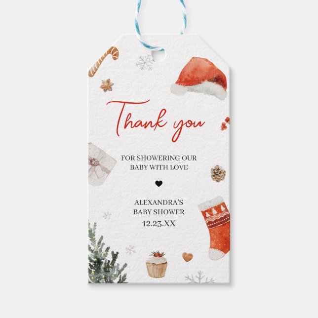 Santa Baby Shower Favor Tags (Front)