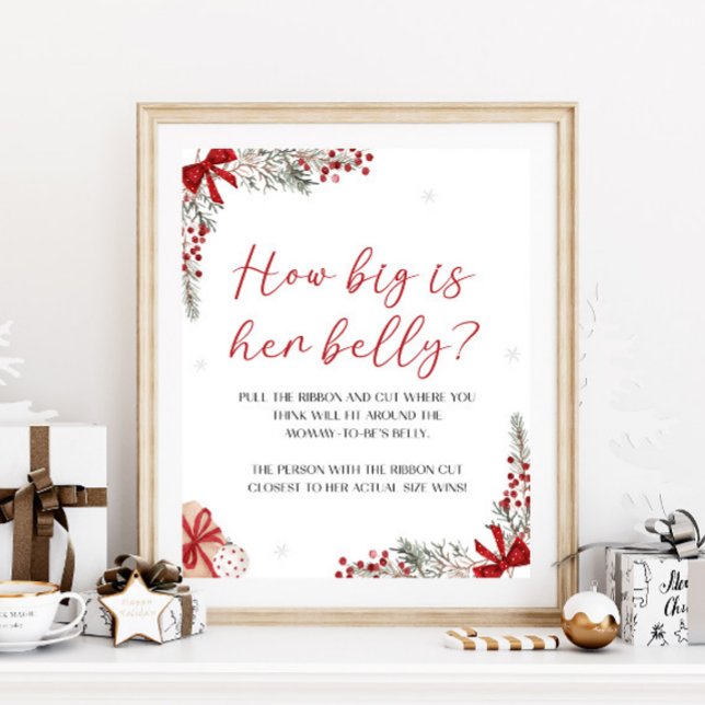 Santa Baby Shower How Big Is Her Belly Sign (Creator Uploaded)