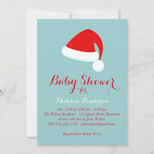 Santa Baby Shower Invitation _ red  turquoise