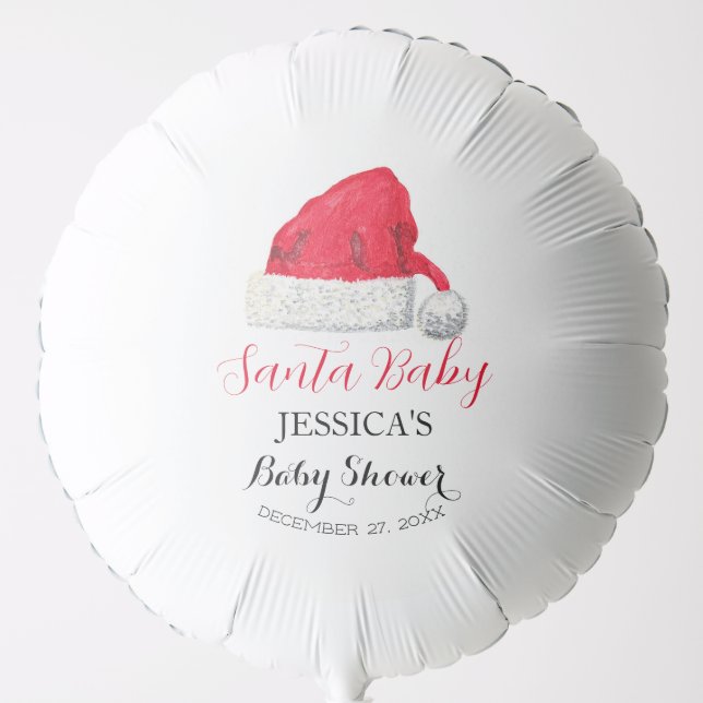 Santa Baby Shower Red Cute simple Thank you Balloon (Front)