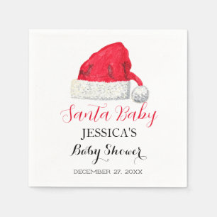 Santa Baby Shower Red Cute simple Thank you Napkins