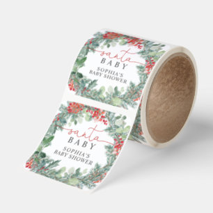 Santa Baby Shower Stickers – Greenery & Red Berrie