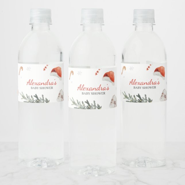 Santa Baby Shower  Water Bottle Label (Bottles)