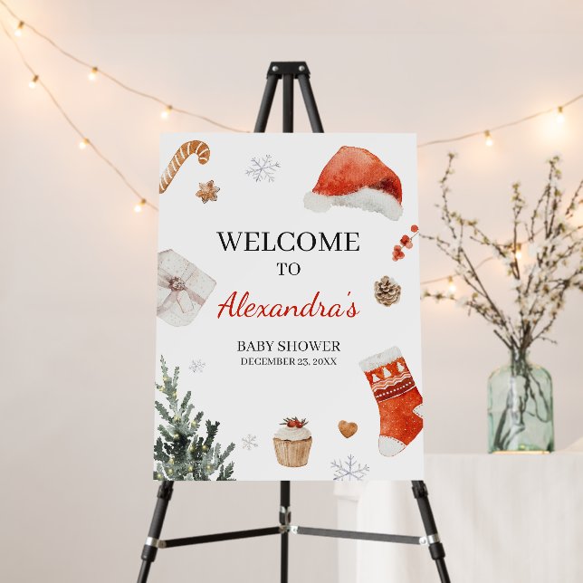Santa Baby Shower Welcome Sign (In Situ (Stand))