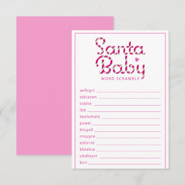 Santa Baby Shower Word Scramble Game Card (Front/Back)