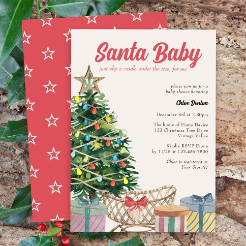 Santa Baby Vintage Christmas Baby Shower Invitatio Invitation