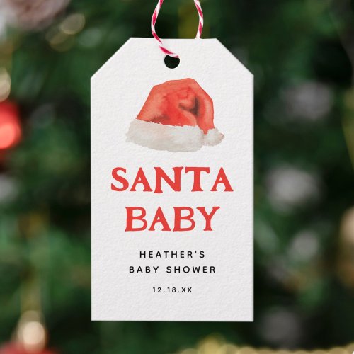 Santa Baby Vintage Holiday Baby Shower Gift Tags