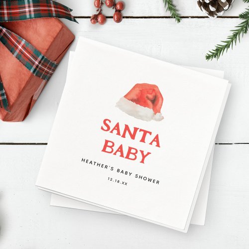 Santa Baby Vintage Holiday Baby Shower Napkins