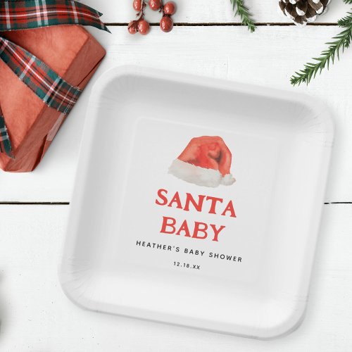Santa Baby Vintage Holiday Baby Shower Paper Plates