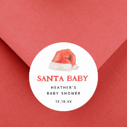 Santa Baby Vintage Winter Baby Shower Favors Classic Round Sticker