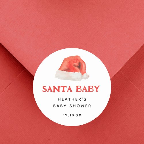 Santa Baby Vintage Winter Baby Shower Favors Classic Round Sticker