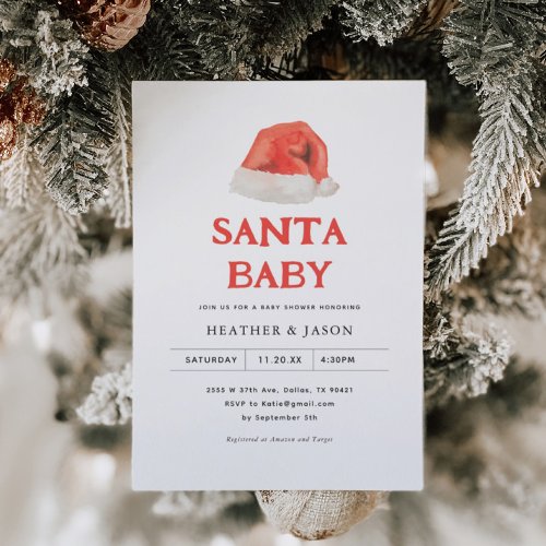 Santa Baby Vintage Winter Baby Shower Invitation