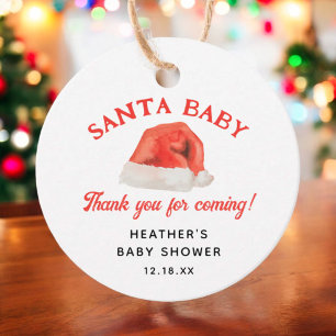 Santa Baby Vintage Winter Baby Shower Thank You Favor Tags