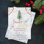 "Santa Baby" Watercolor Christmas Tree Baby Shower Foil Invitation<br><div class="desc">Celebrate in style with these sweet and very trendy real foil pressed baby shower invitations. This design is easy to personalize with your special event wording and your guests will be thrilled when they receive these fabulous invites.</div>