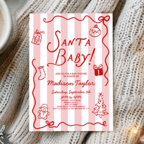 Santa Baby! Whimsical Christmas Baby Shower Invitation