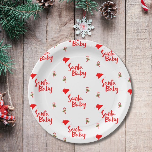 Santa Baby Winter Baby Shower Paper Plates (Creator Uploaded)