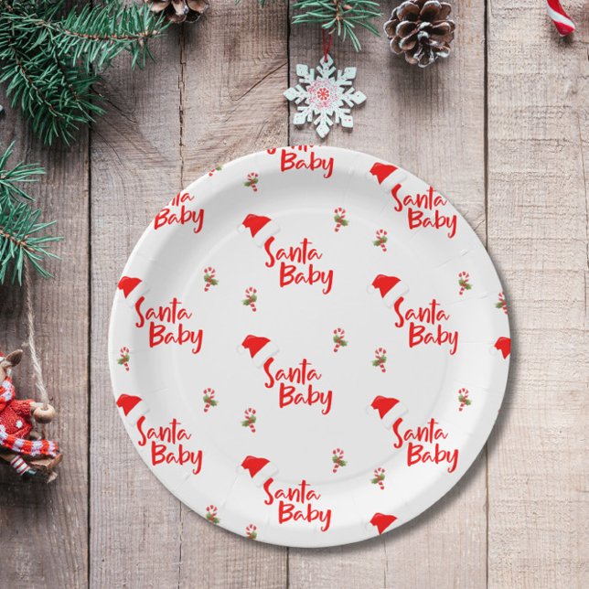 Santa Baby Winter Baby Shower Paper Plates (Creator Uploaded)