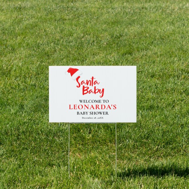 Santa Baby Winter Baby Shower Welcome Yard Sign (Insitu)