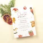 Santa Baby Winter Christmas Baby Shower Budget<br><div class="desc">Celebrate the upcoming arrival of your bundle of joy with this fun and festive Santa Baby invitation. This baby shower invitation features a delicate frame of hand-painted watercolor holiday elements, including a Santa hat, a vintage nutcracker soldier, a gingerbread man, a rocking horse, a teddy bear, a gift wrapped with...</div>