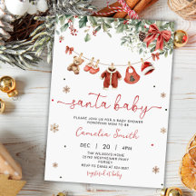 Santa Baby Winter Christmas Baby Shower Invitation