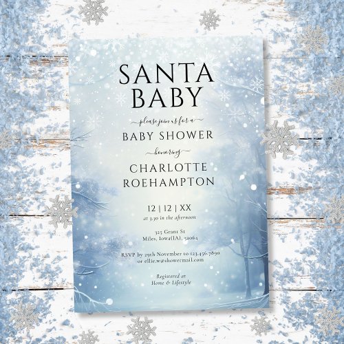 Santa Baby Winter Christmas Baby Shower Invitation