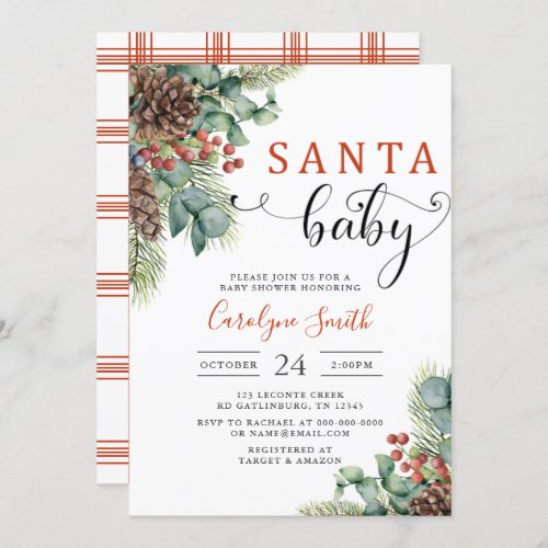 Santa Baby Winter Christmas Baby Shower Invitation