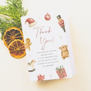 Santa Baby Winter Christmas Baby Shower Letterpress Thank You Card