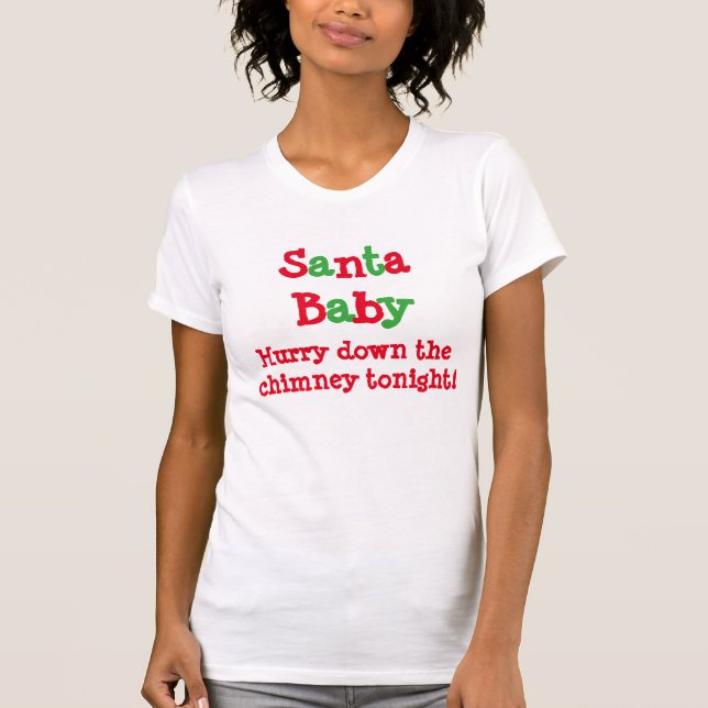 SANTA BABY WOMEN'S FINE JERSEY T-SHIRT (WHITE) (Front)