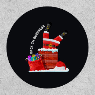 Santa Back in Business — Funny Christmas Chimney Patch