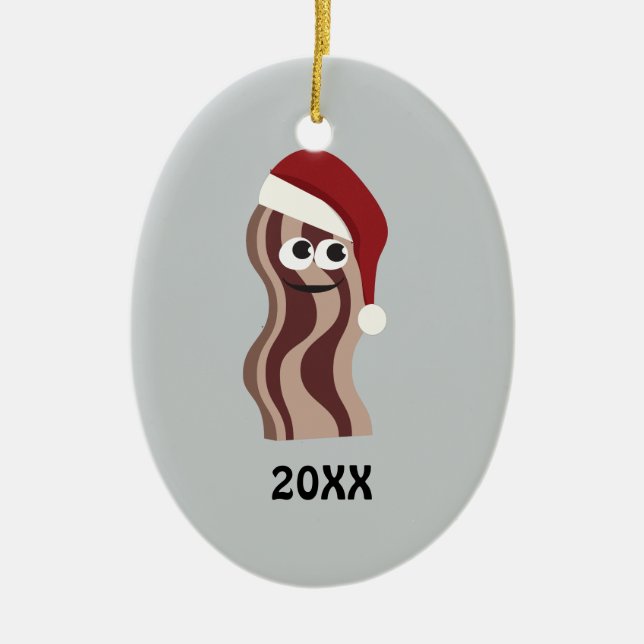 Santa Bacon Ceramic Ornament (Front)