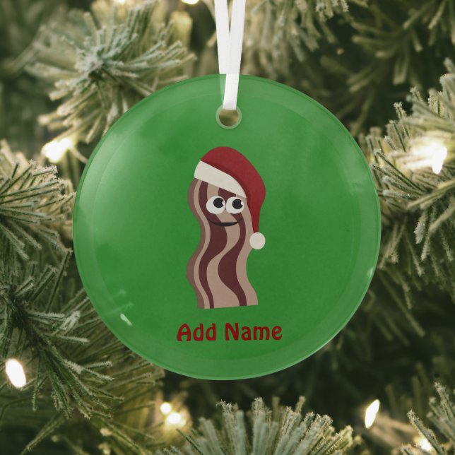 Santa Bacon Glass Ornament (Insitu)