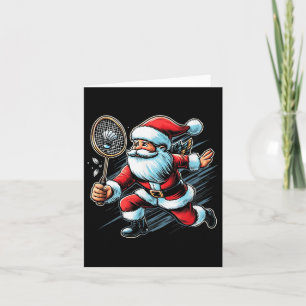 Santa Badminton Player Cool Sports Hobbies Christm Card
