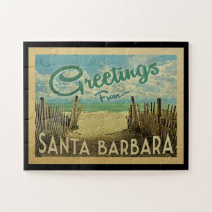 Santa Barbara Beach Vintage Travel Jigsaw Puzzle