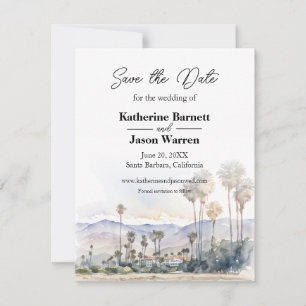 Santa Barbara Beach Watercolor Save the Date Invitation