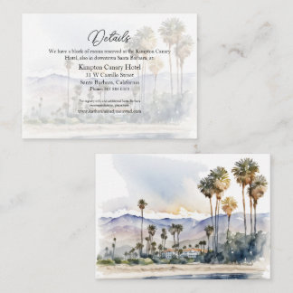 Santa Barbara Beach Waterfront Watercolor Wedding Enclosure Card