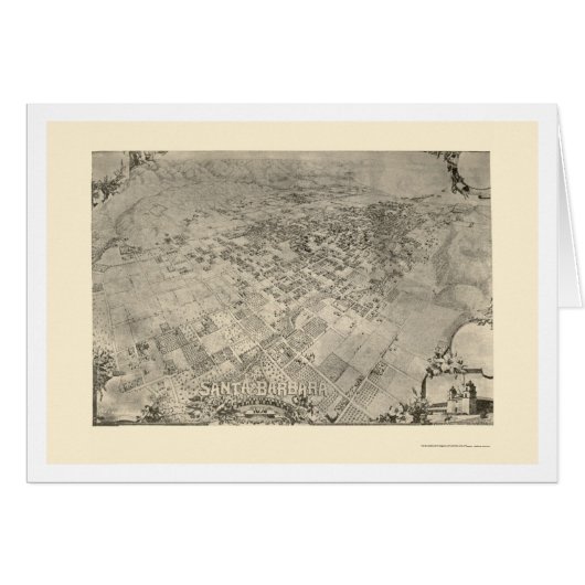 Santa Barbara, CA Panoramic Map - 1896 Cards (Front Horizontal)
