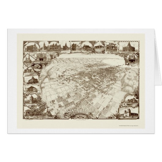Santa Barbara, CA Panoramic Map - 1898 Cards (Front Horizontal)