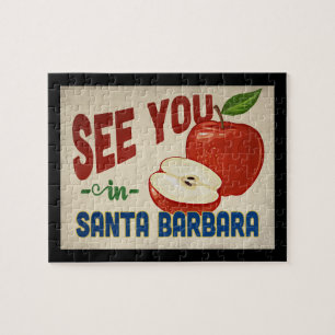 Santa Barbara California Apple - Vintage Travel Jigsaw Puzzle