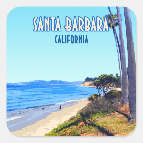 Santa Barbara California Butterfly Beach Montecito Square Sticker