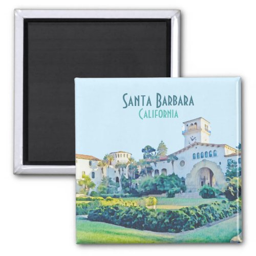 Santa Barbara California Courthouse Watercolor Mag Magnet