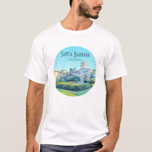 Santa Barbara California Courthouse Watercolor T-Shirt