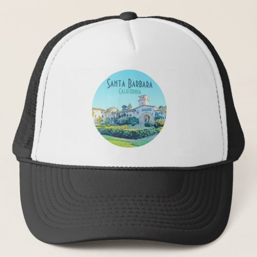 Santa Barbara California Courthouse Watercolor Trucker Hat