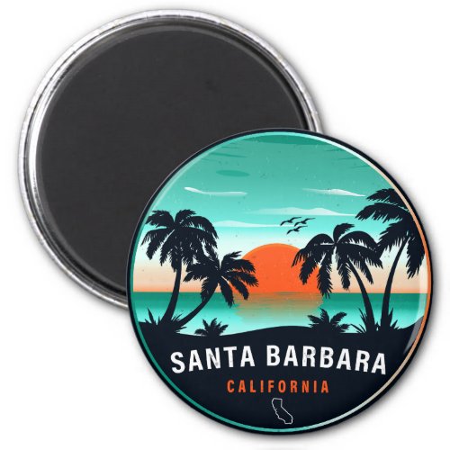 Santa Barbara California Retro Sunset Souvenirs 60 Magnet
