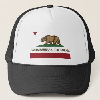 Santa Barbara California State Flag Trucker Hat by LgTshirts at Zazzle