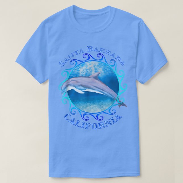 Santa Barbara California Vacation Souvenir Dolphin T-Shirt (Design Front)