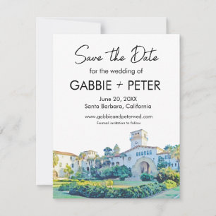 Santa Barbara Courthouse Watercolor Save the Date Invitation