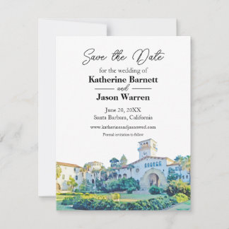 Santa Barbara Courthouse Watercolor Save the Date Invitation